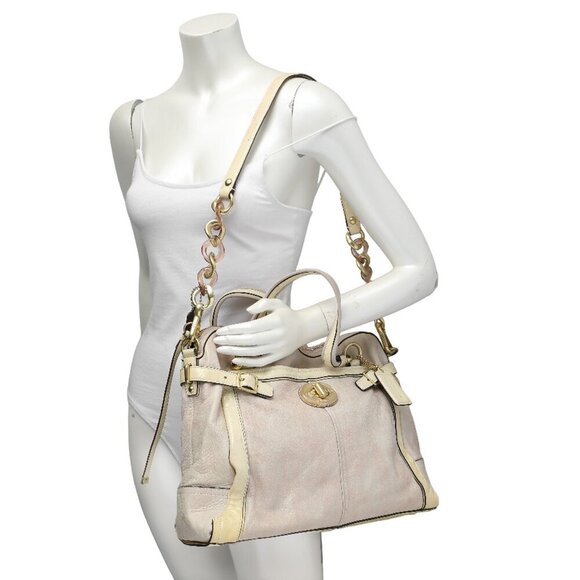 COACH Flagship Leather Ella Satchel Shoulder Bag Gold Parchment Cream Yellow - Picture 2 of 16